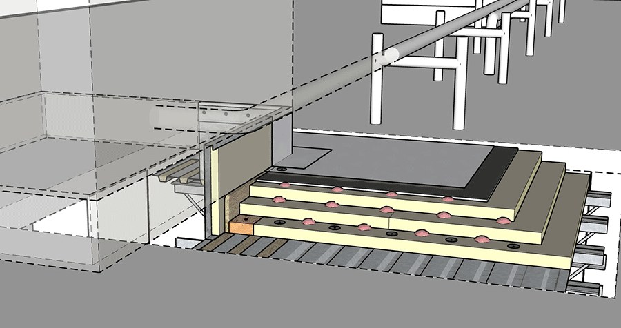 Proper air sealing at curbs is critical to protect against moisture buildup or other deterioration. 