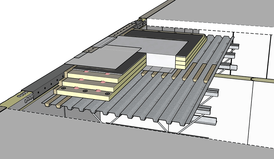 Utilize the roof membrane to create a separation at the roof level. 