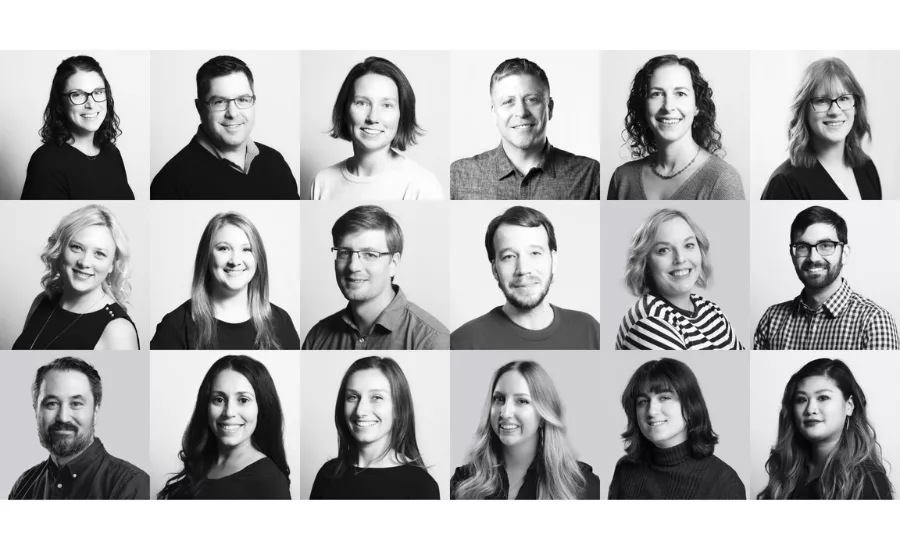 18 headshots of recently promoted Ankrom Moisan employees