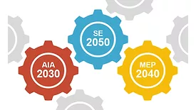 graphic showing AIA 2030 + SE 2050 + MEP 2040 