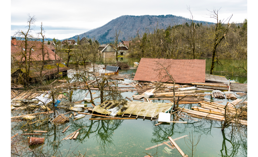 an area with severe flooding