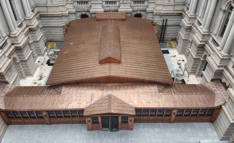 copper renovation on state building
