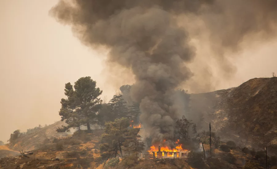 Wildfires on a hill