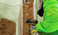 Enverge closed-cell spray foam being installed
