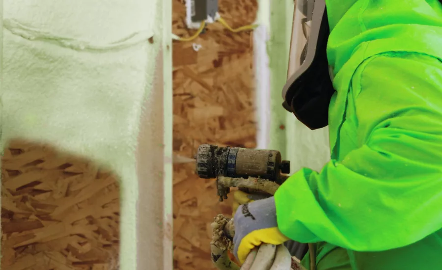 Enverge closed-cell spray foam being installed