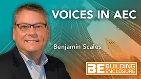 Headshot of Benjamin Scales on an image that says Voices in AEC