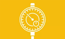 graphic shows a white outline of a stopwatch on a yellow background
