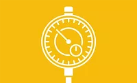 graphic shows a white outline of a stopwatch on a yellow background
