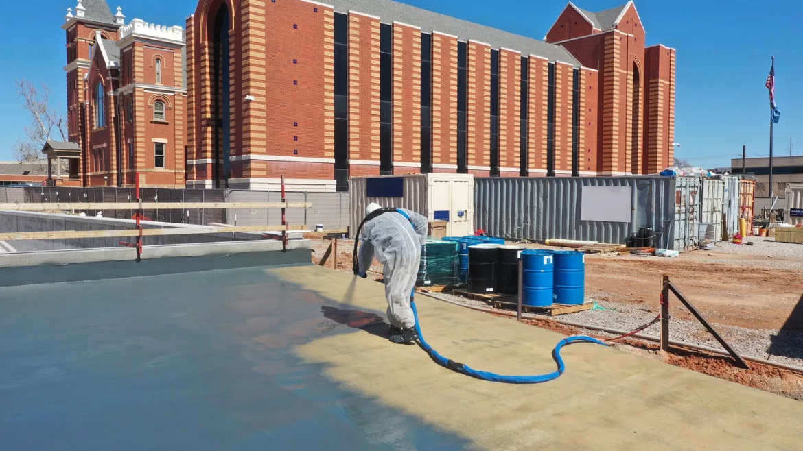 A spray-on polyurea system from Henry is being used to waterproof a concrete deck in Baltimore. 