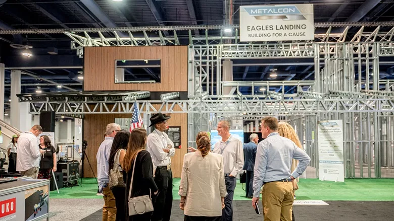 Attendees on the trade show floor at METALCON 2025