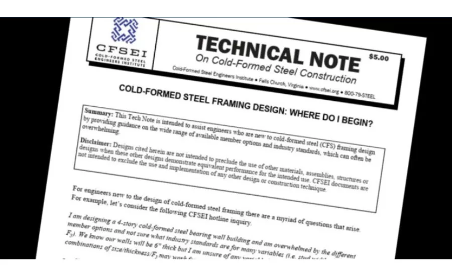 CFSEI Releases Tech Note B011-25 for Engineers New to Cold-Formed Steel Framing Design