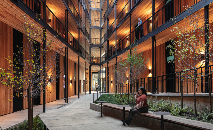 Brookland Apartments interior shows wood panels