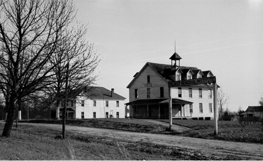 Palmer Memorial Institute’s campus in black and white