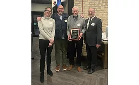 From left to right, Phoebe McCorkindale, Ben Kweton and Phil Kweton of Sheet Metal Supply, along with Kevin Waldenstrom, a Grayslake Villate Trustee.