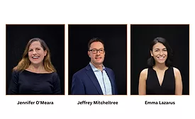 Emma Lazarus, Jeffrey Mitcheltree, and Jennifer O'Meara headshots