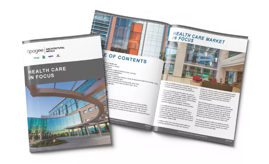 the cover and inside of “Health Care in Focus" white paper