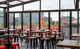 a rooftop enclosure at New Empire Burgers + Brew in Lombard, IL
