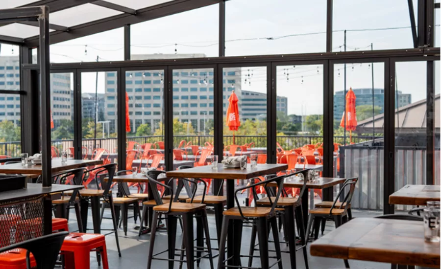 a rooftop enclosure at New Empire Burgers + Brew in Lombard, IL