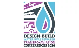 DBIA 2026 Conference graphic shows transportation, water and aviation symbols