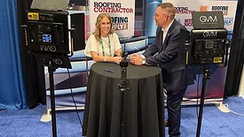 Building Enclosure Editor-in-Chief Lindsay Lewis conducts a podcast interview at the 2026 International Institute of Building Enclosure Consultants (IIBEC) convention 