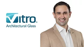 Vitro Architectural Glass logo next to headshot of Lee Hudson 