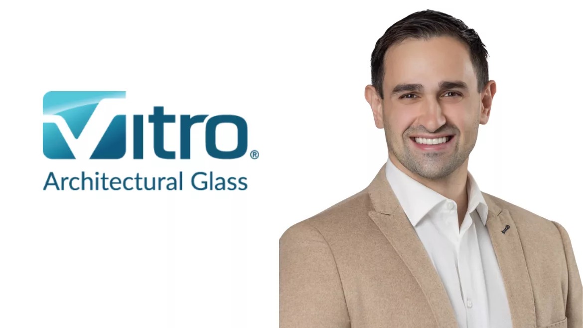 Vitro Architectural Glass logo next to headshot of Lee Hudson 