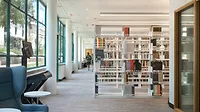 University of Arkansas Fine Arts Center library bookshelves