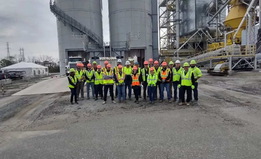 a group takes a behind-the-scenes tour of Heidelberg Materials’ newly acquired slag cement plant