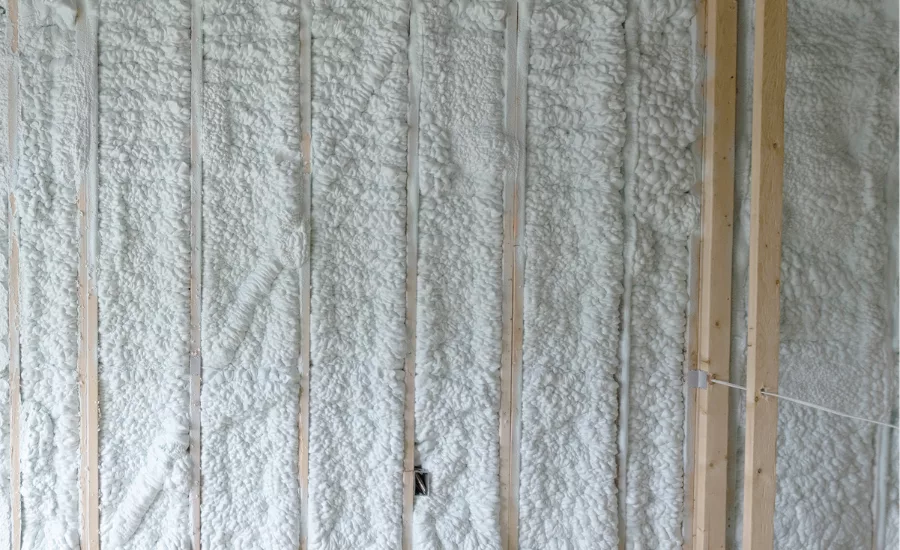 W-Wall Assembly with open cell spray foam applied.