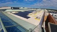 commercial rooftop shows membrane and solar