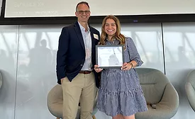 Gale Associates Managing Partner Steven Marshall and Director of Human Resources Lynette Young accepting the 2026 Wage Equity Impact Award