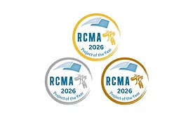 Roof Coatings Manufacturers Association project of the year awards logos in gold, silver and bronze colors