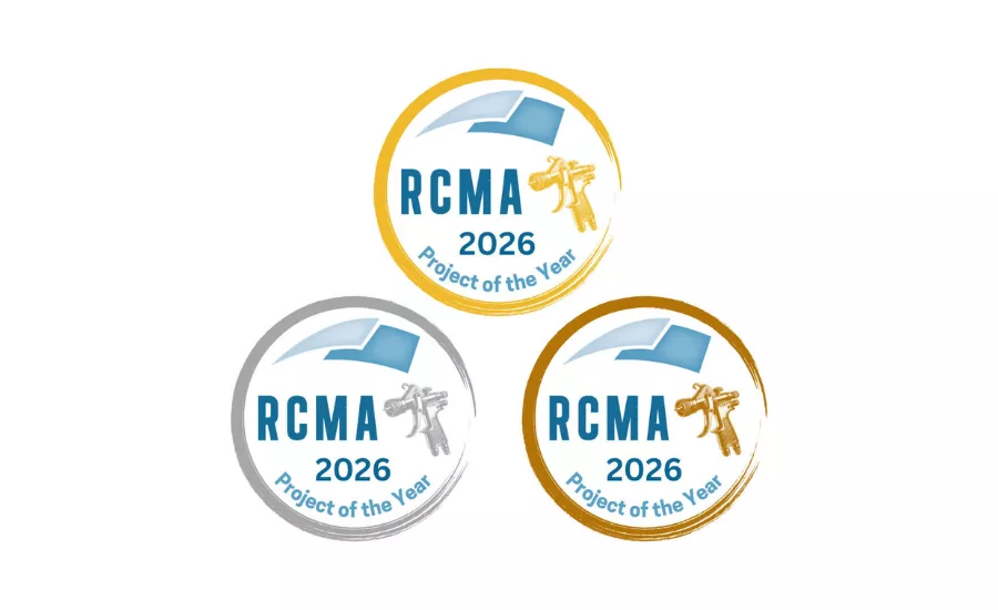 Roof Coatings Manufacturers Association project of the year awards logos in gold, silver and bronze colors
