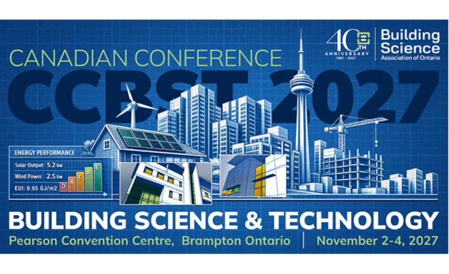 The Canadian Conference on Building Science and Technology 2027 promo shows information and location