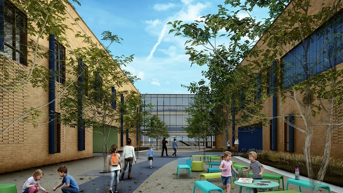 rendering of the Seagoville PK-8 Campus in Seagoville school.