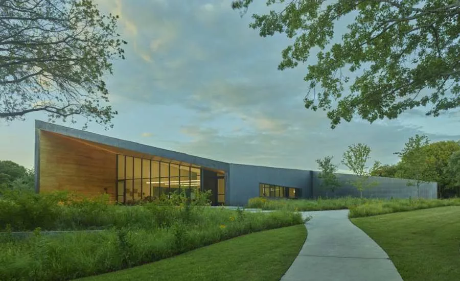 The west porch of the Lamplighter School Innovation Lab