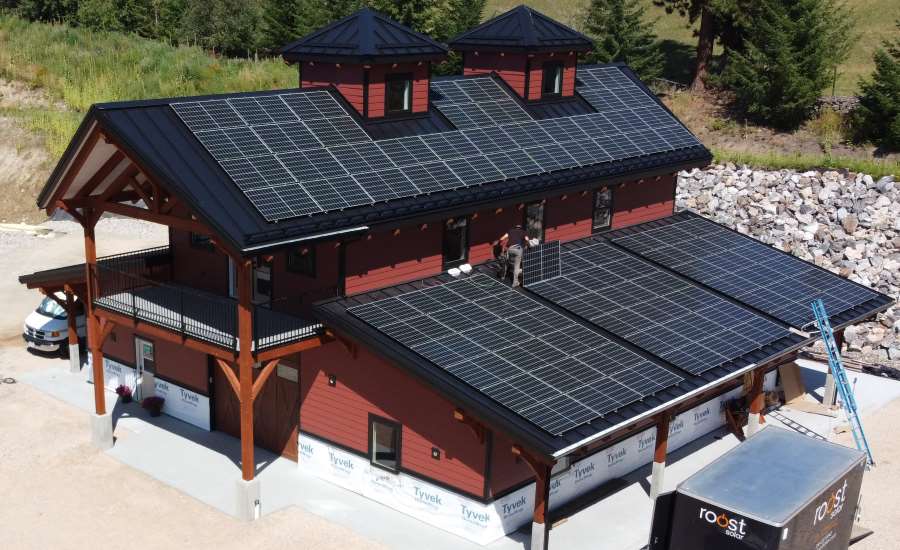 Metal roof full of Solar Panels