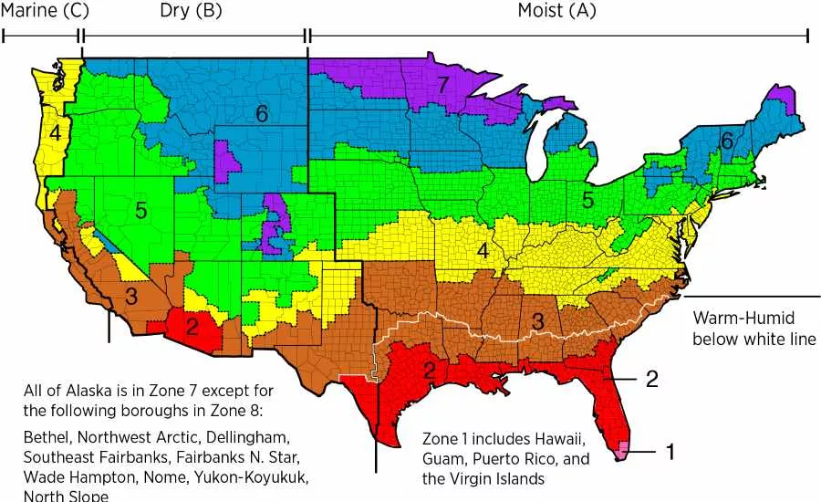 Climate zone map (2012 IECC)