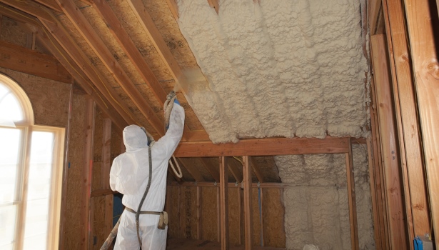 Foam being used for home insulation purposes.