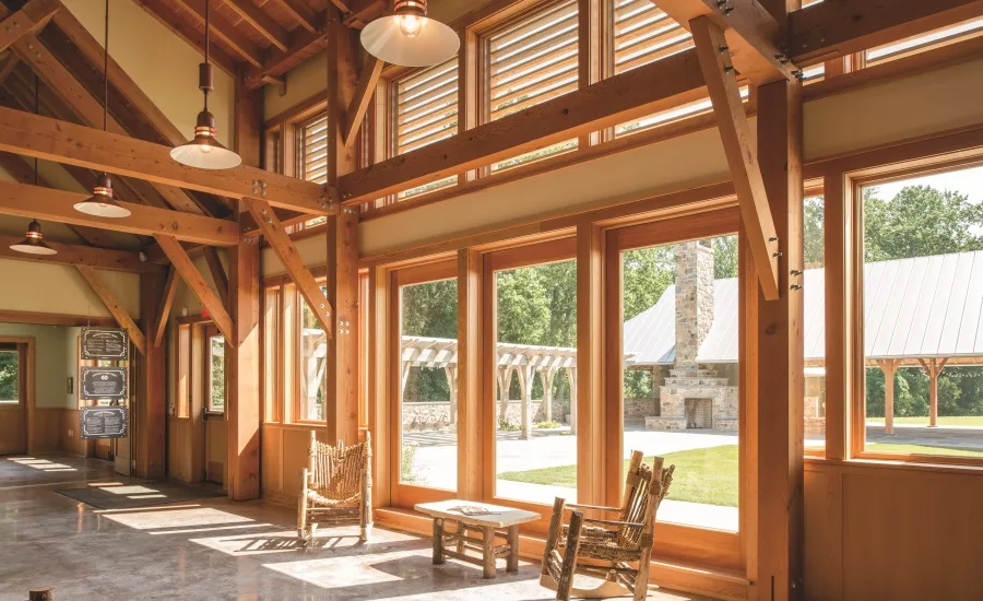 Interior of the award-winning Lenfest Center at ChesLen Preserve.
