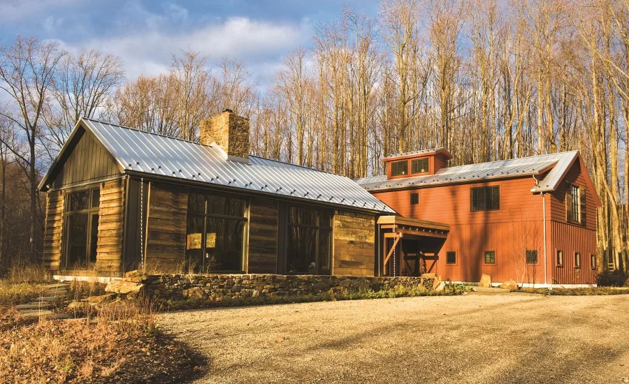 Chester County, Pa.'s first LEED for Homes certified house featuring hybrid construction of SIPs and Douglas Fir timber framing.