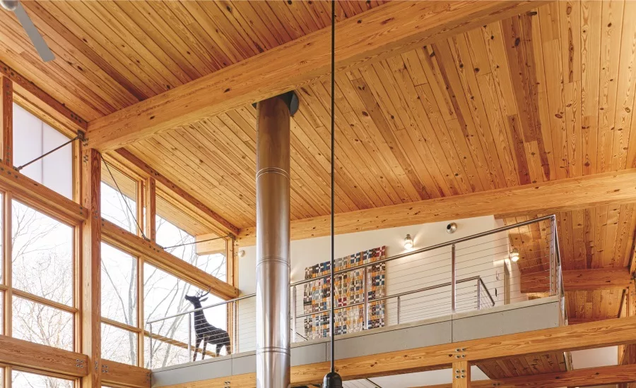 Southern Yellow Pine glulams and engineered wood show a contemporary application of timber framing.
