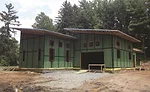 Construction view of a project based on passive house principles, showing the zip system.