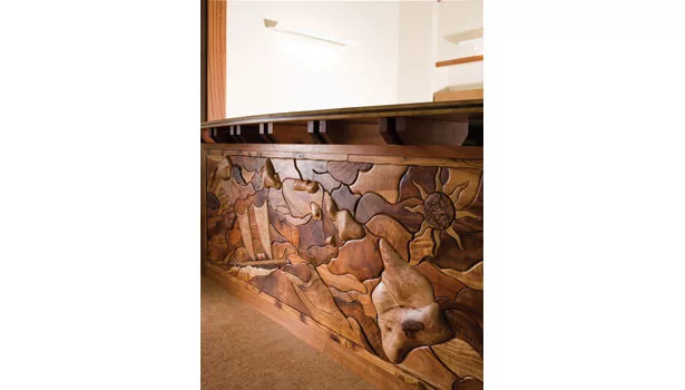 The artwork at Hua`oli Mau Foundation is made of all-natural salvaged wood from forests in Hana, Maui